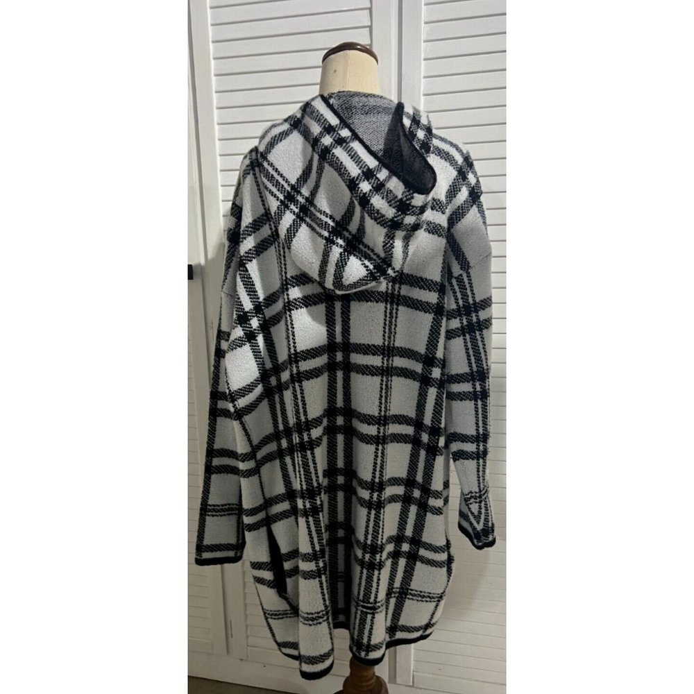 & Me Long Line Jacket White Black Size M/L Check Style - Picture 10 of 12